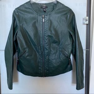 Teal tailored leather jacket